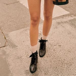 ADORABLE CLASSIC Sezane EUGENIE lace up leather ankle boots SO flattering 38